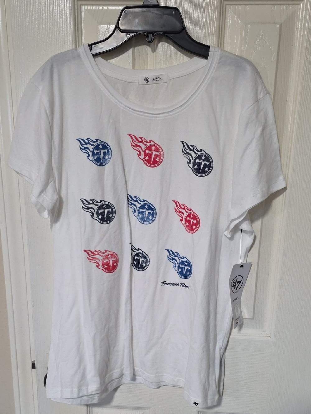 '47 Brand Tennessee Titans Logo Repeat Tee - White, Red, Blue, Navy Ptp 22